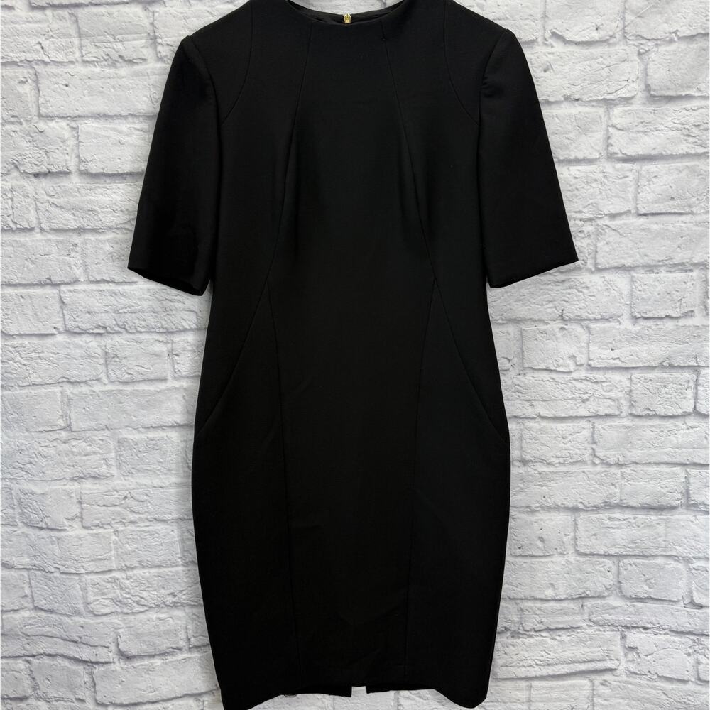 Trina Turk Size 4 Black Ponte Dress Knee Length 1/2 Sleeve Sheath fit - Picture 7 of 7